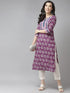 Women Purple & White Pure Cotton Printed Kurta